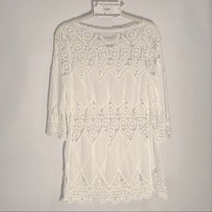 Bathing Suit Cover Up Lace Crochet Tunic Dress